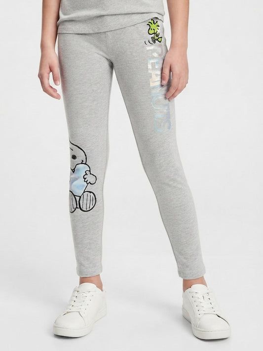 Girls Foil Printed Legging Grey Melange