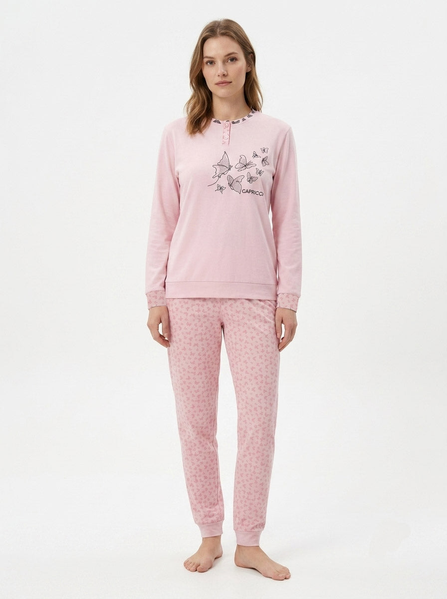 Ladies Printed Interlock Winter Pyjama Set