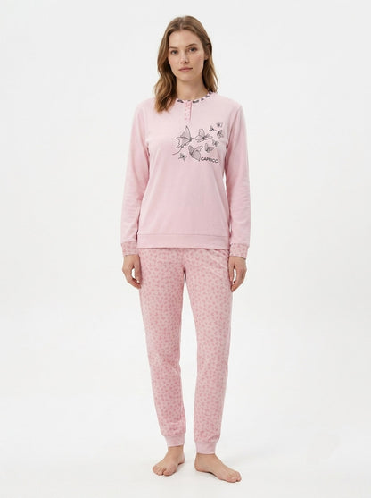 Ladies Printed Interlock Winter Pyjama Set