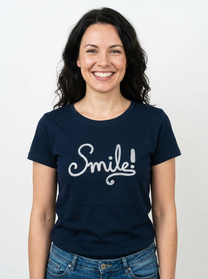 Ladies Applique Navy T-Shirt