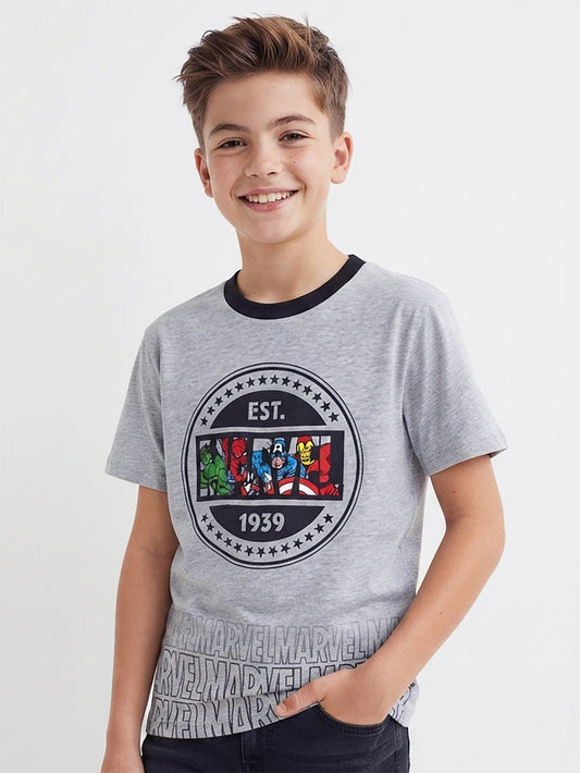 Boys Printed Grey T-Shirt