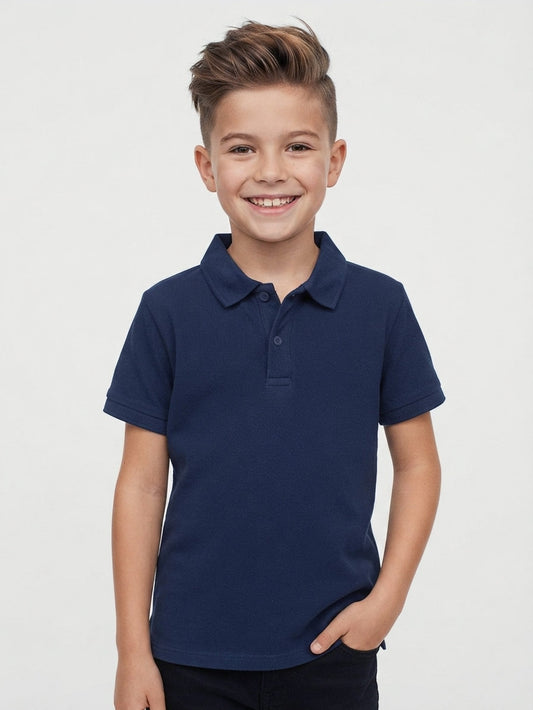 Boys Navy Collar T-Shirt | Wholesale | SKU B16399A