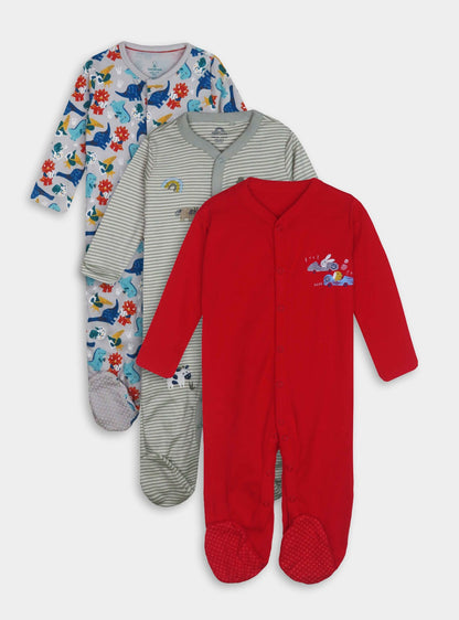 New Born Baby 3 pack Sleepsuits Assorted