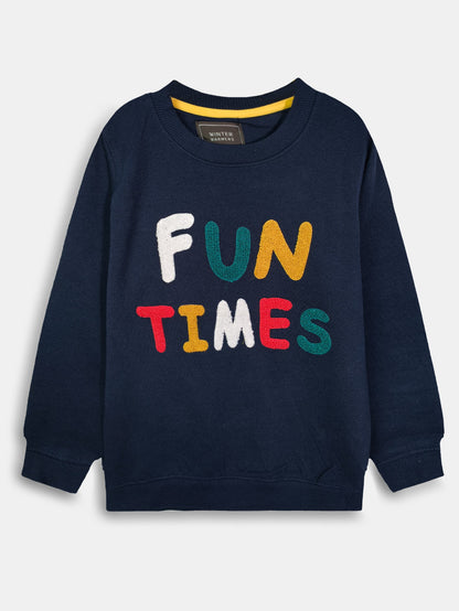 Boys Navy Applique Pullover Sweatshirt