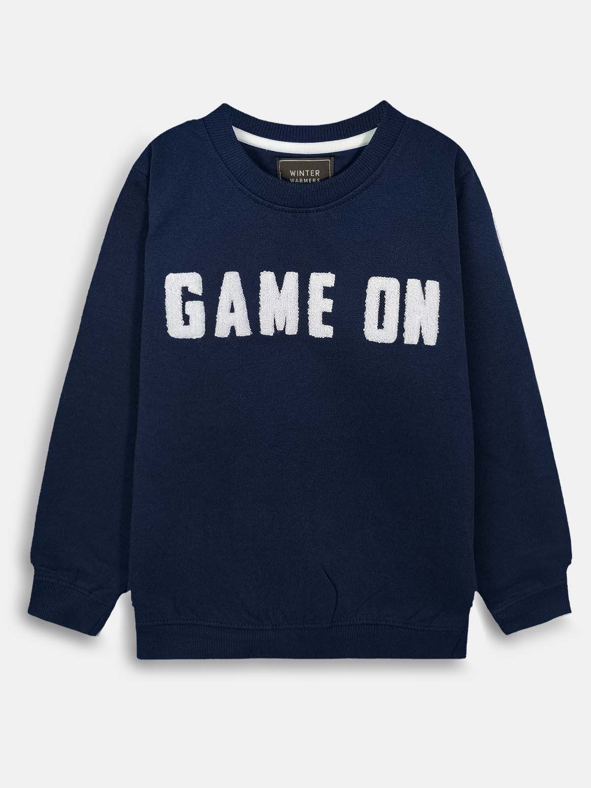 Boys Navy Applique Print Pullover Sweatshirt