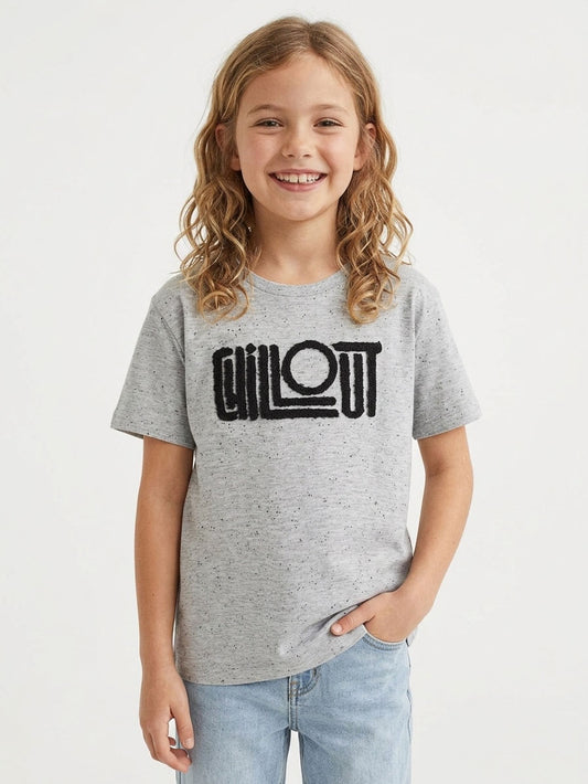 Girls Grey Chillout Applique T Shirt