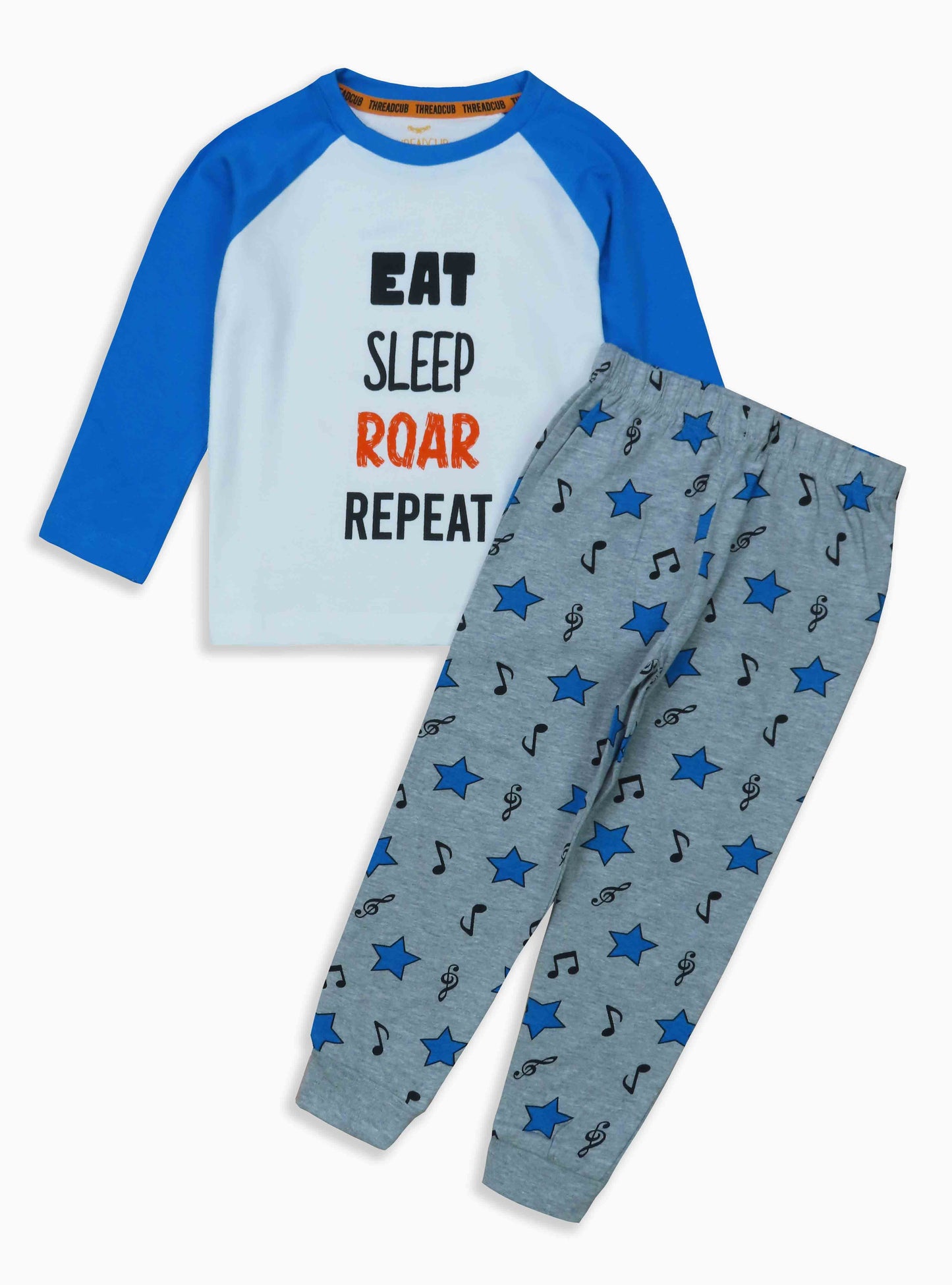 Boys White-Grey AOP Pyjama Set