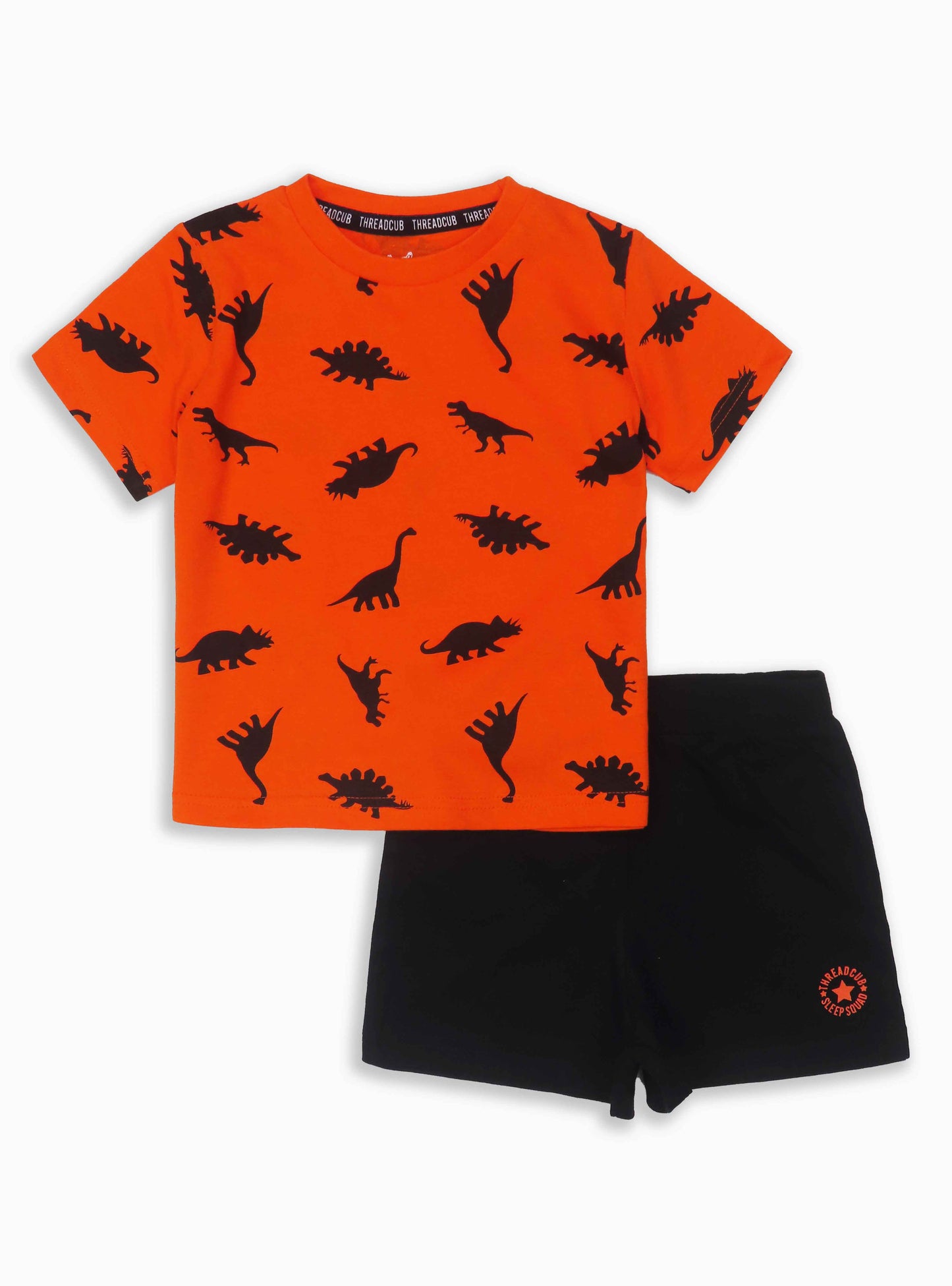 Boys Orange AOP-Black Shorty Set