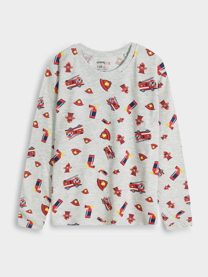 Boys Printed Grey Pyjama Set