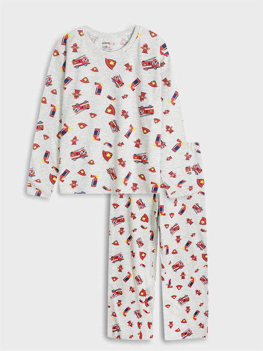 Boys Printed Grey Pyjama Set