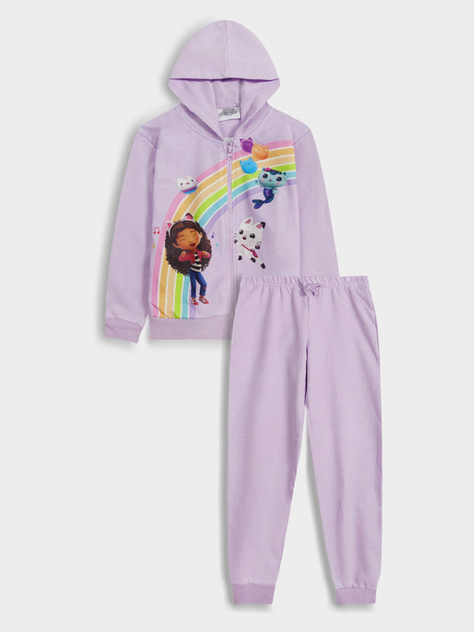 Girls Brushed Fleece Lilac Jogging Set