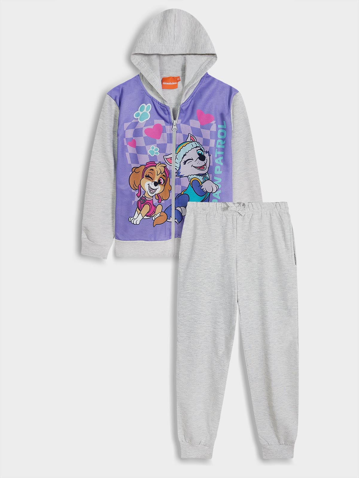 Girls Brushed Fleece Grey Jogging Set
