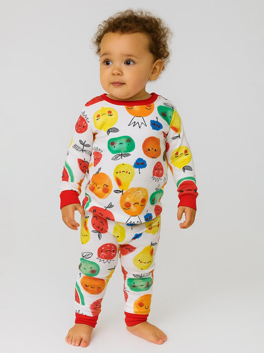 Girls White Aop Pyjama Set