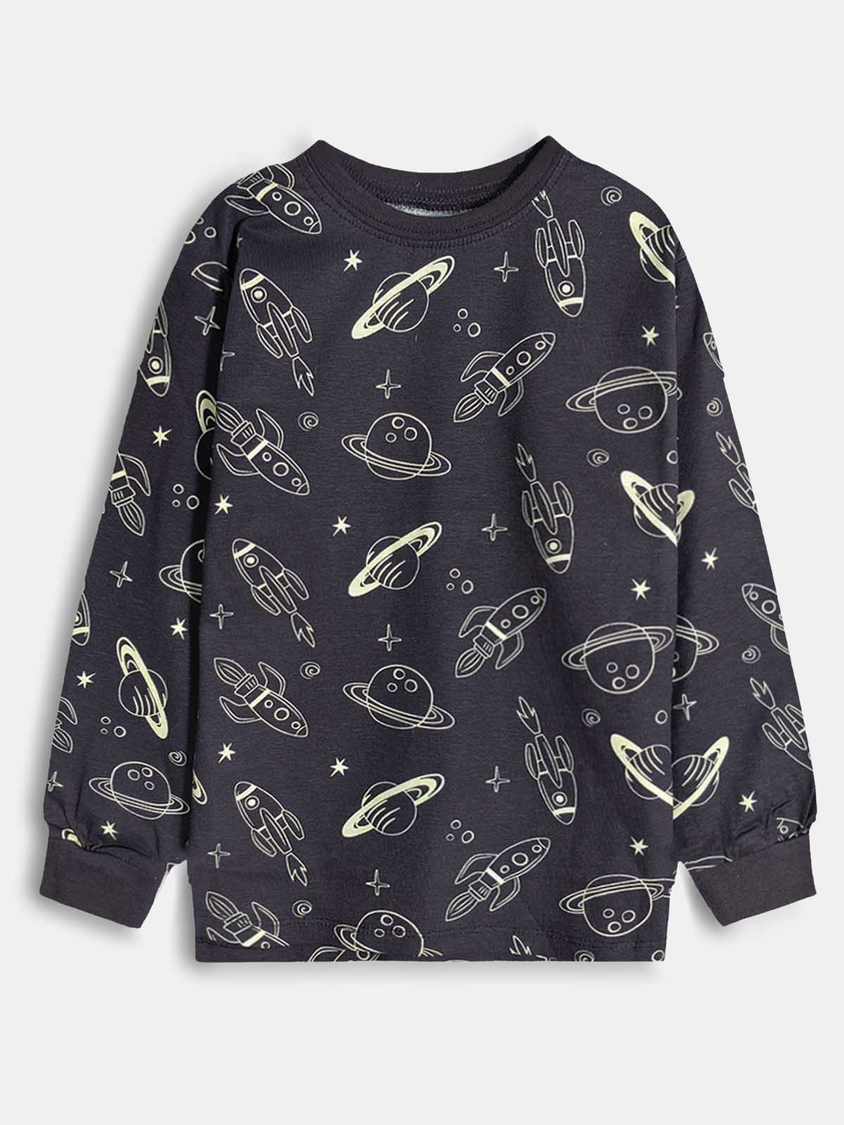 Boys Black AOP Pyjama Set