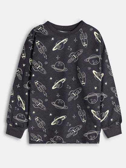Boys Black AOP Pyjama Set