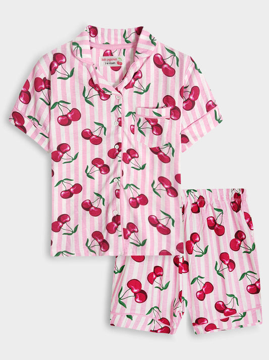 Girls Cherry AOP Shorty Set