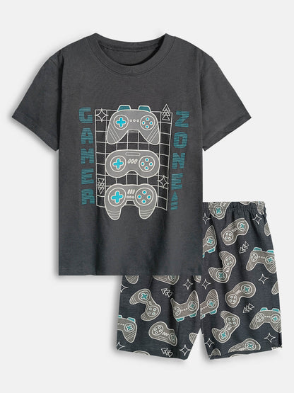 Boys Gamer Print Shorty Set