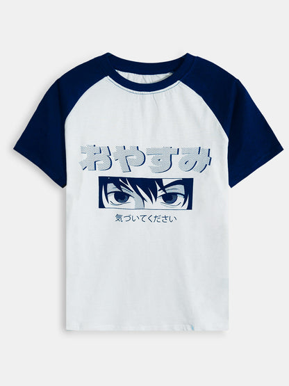 Boys Anime Printed Shorty Set
