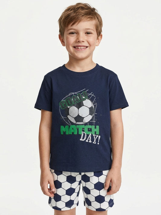 Boys Football Print Shorts Set