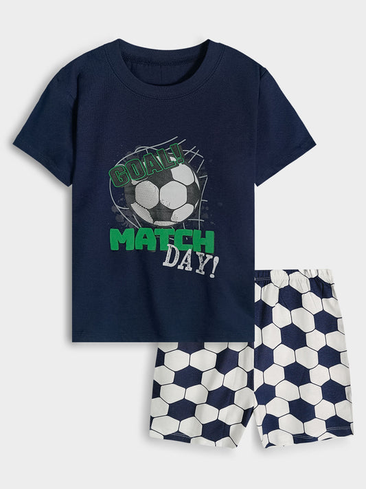 Boys Football Print Shorts Set