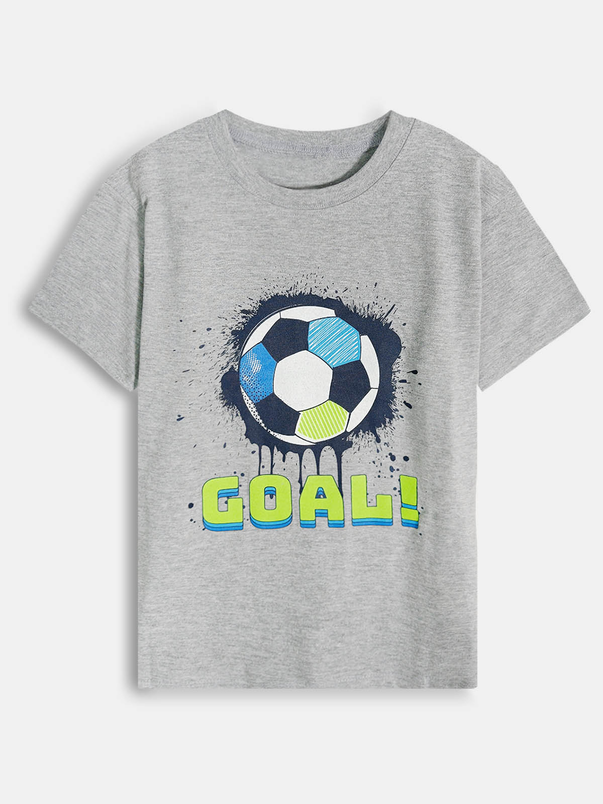 Boys Football Print Shorts Set Grey