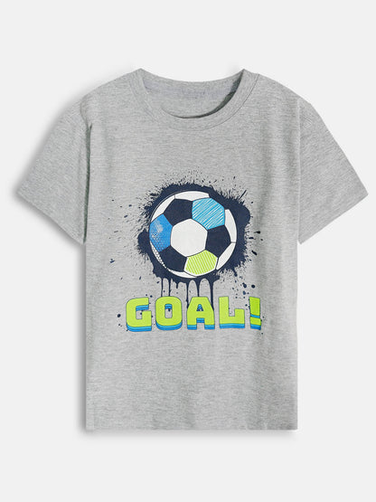 Boys Football Print Shorts Set Grey