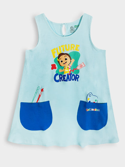 Girls Printed 2 Pc Set Dress n Shorts