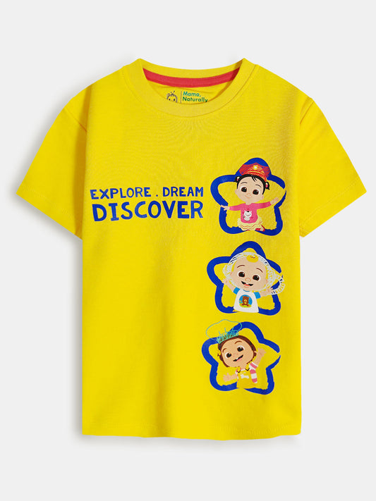 Girls Yellow Printed T-Shirt