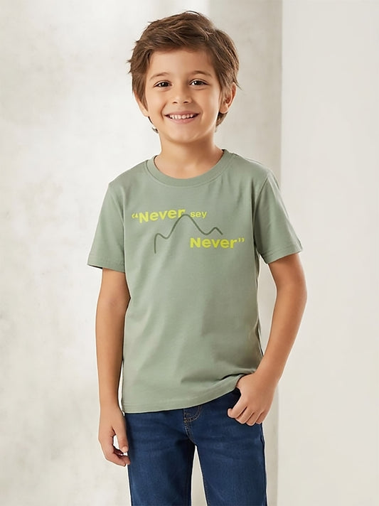 Boys Printed Olive T-Shirt