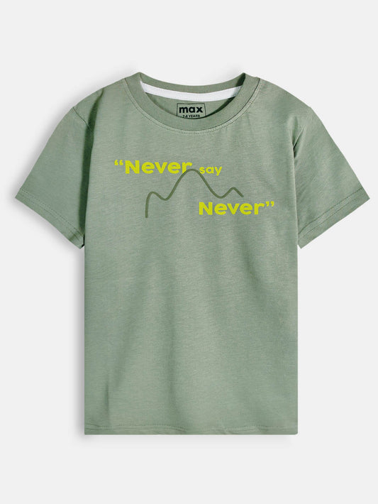 Boys Printed Olive T-Shirt