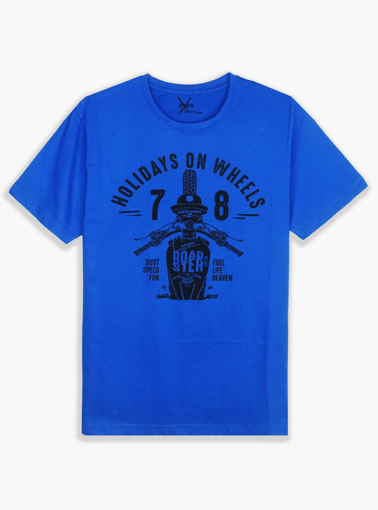 Mens Printed T Shirt Royal Blue