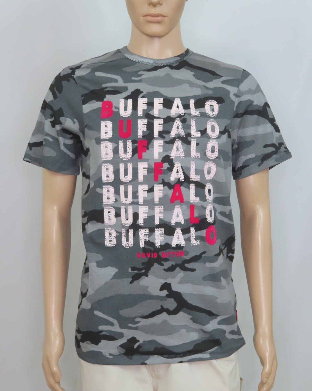 Mens Camo Printed T Shirt GreY