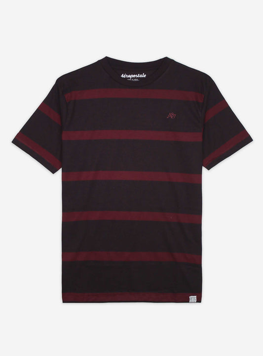 Mens Brown Red Striped T Shirt