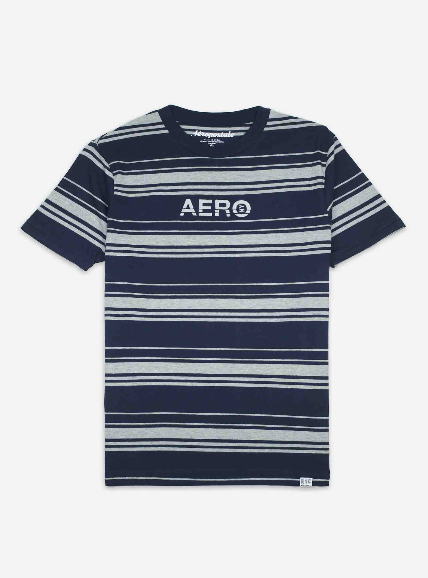 Mens Navy Thin Striped T Shirt