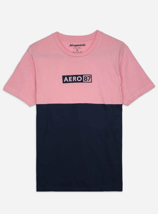 Mens Pink-Navy T Shirt