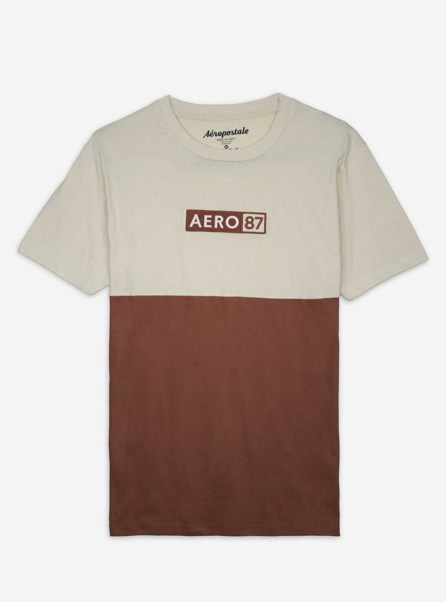 Mens  Beige Cut n Sew T Shirt