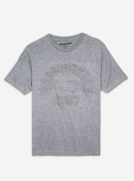 Mens Grey-Plain Grindled Embossed T Shirt