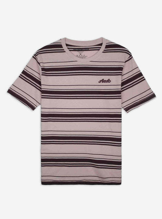 Mens Maroon Striped T Shirt