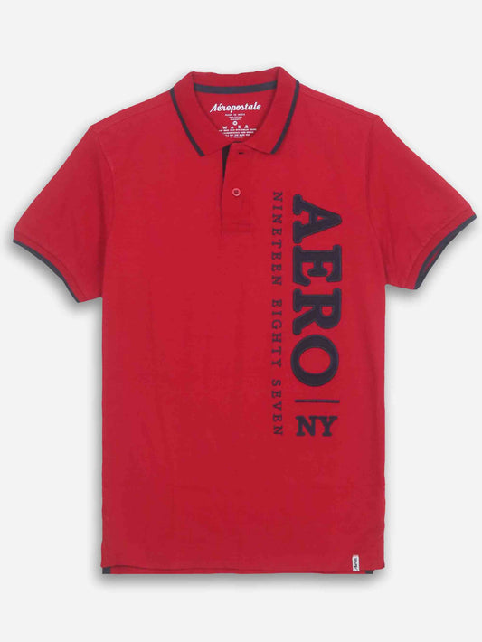 Mens Red Applique Polo