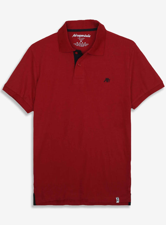 Mens Collar T Shirt Red-Black