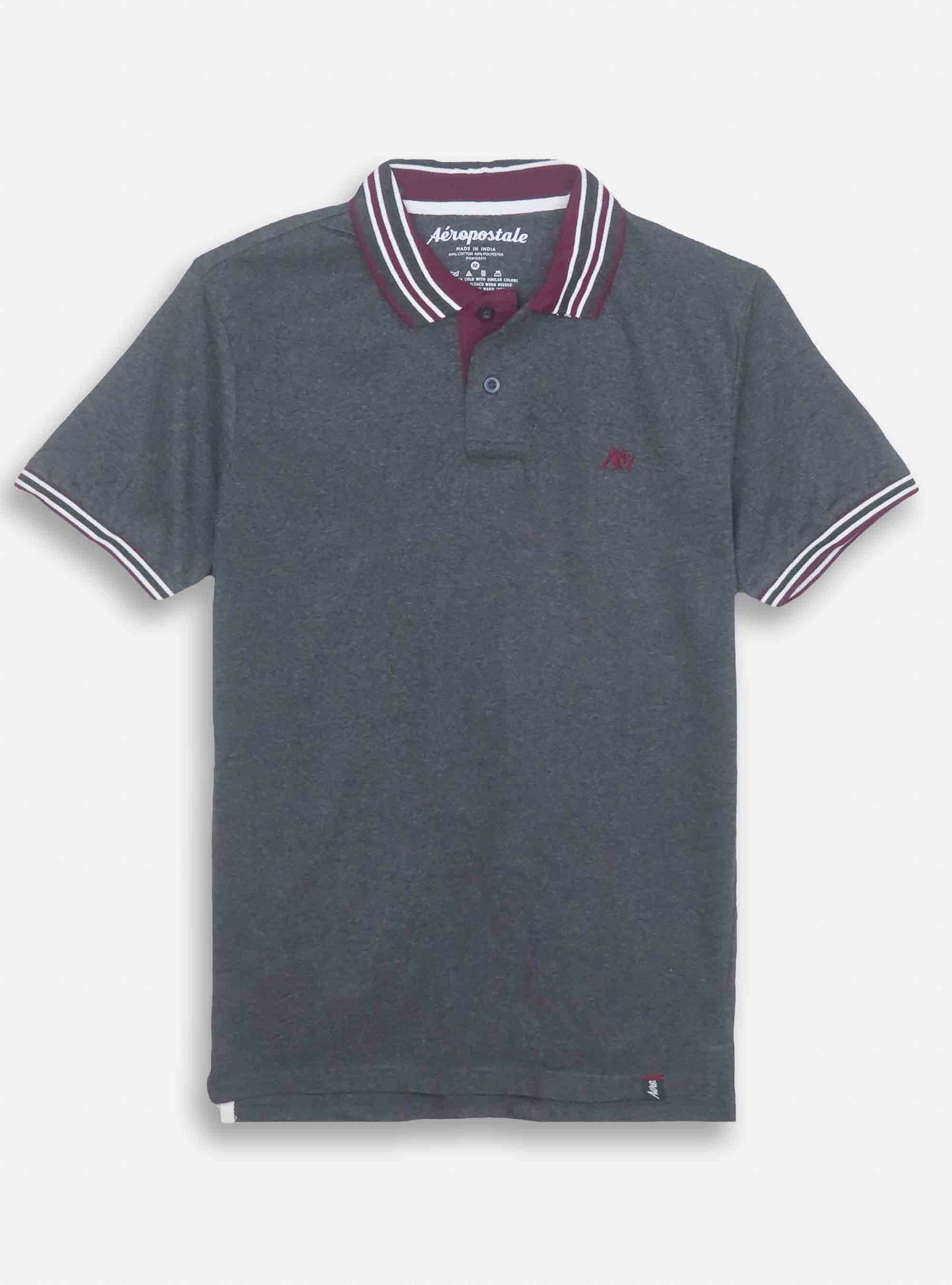 Mens Maroon Collar T Shirt