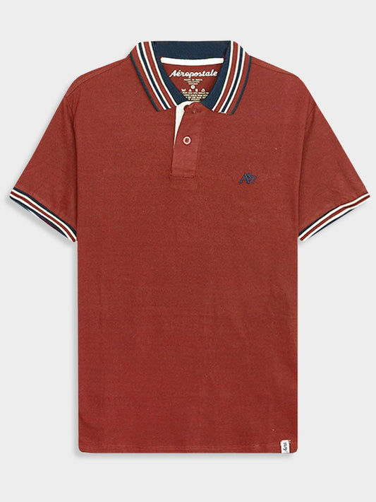 Mens Brown Collar T Shirt
