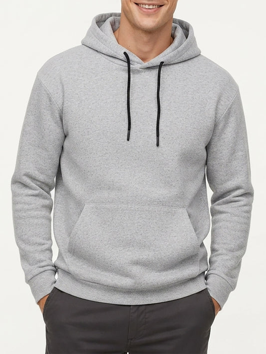 Mens Grey Hooded Fleece Sweatshirt