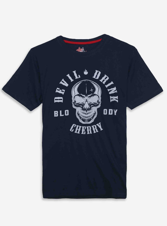 Mens Printed Navy T Shirt