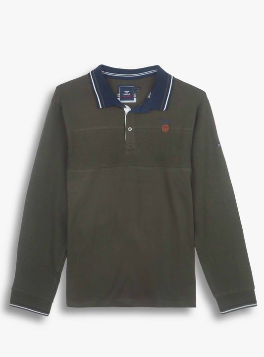 Mens Cut n Sew Long Sleeve Polo