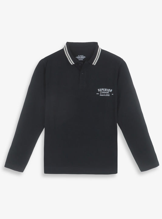 Mens Long Sleeve Black Polo