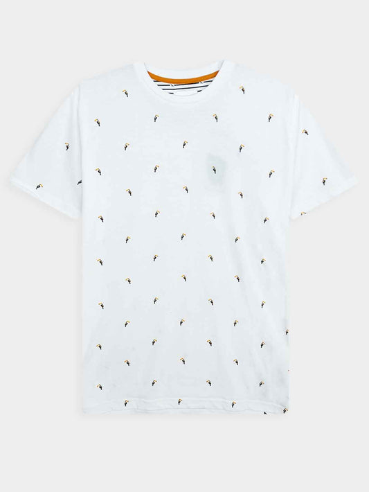 Mens Printed T Shirt White AOP