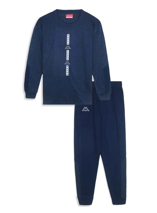 Mens Interlock Winter Navy Pyjama Set