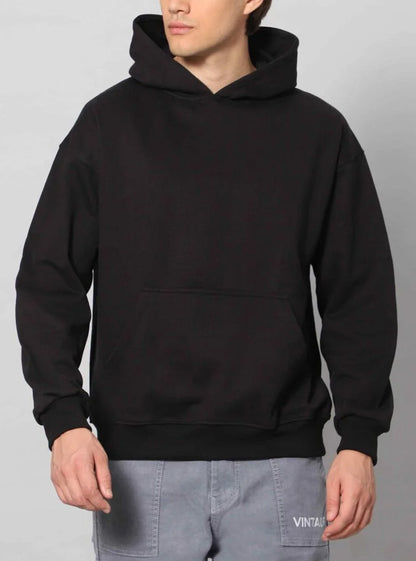 Mens Hooded Fleece Sweatshirt Black