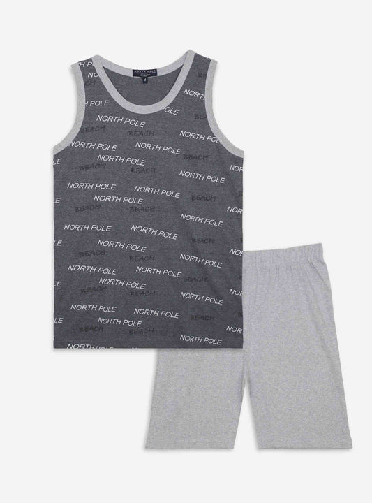 Mens Shorty Set Dark Grey Aop